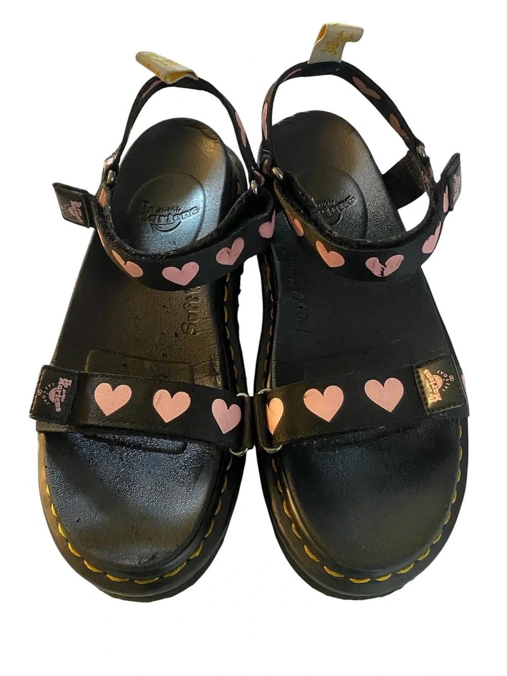 Dr. Martens Lazy Oaf Heart Print Platform Sandals Size 9 Whimsigoth